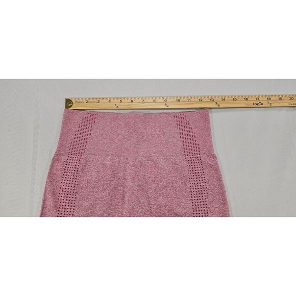 IMI Womens Activewear Leggings High Waisted Crop Pink Waffle Knit Yoga S/M - Picture 7 of 10
